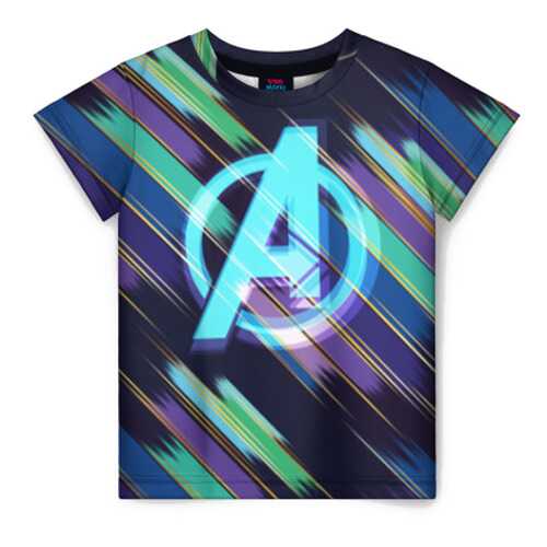 Детская футболка ВсеМайки 3D Avengers logo with stripes, р. 122 в Детки