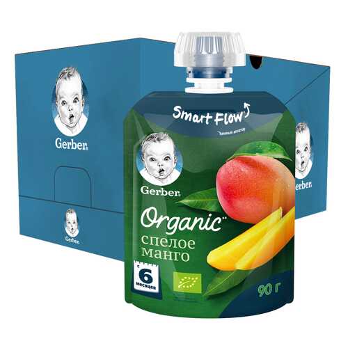 Фруктовое пюре Gerber Organic Спелое Манго с 6 мес., 16 шт. по 90 г в Детки