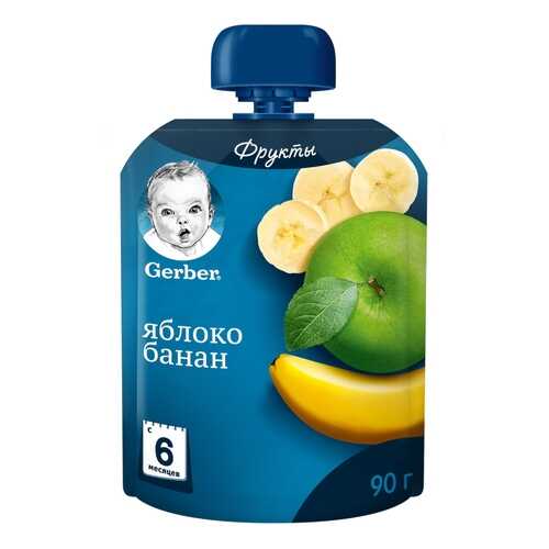 Пюре фруктовое Gerber Яблоко и банан с 6 мес. 90 г в Детки