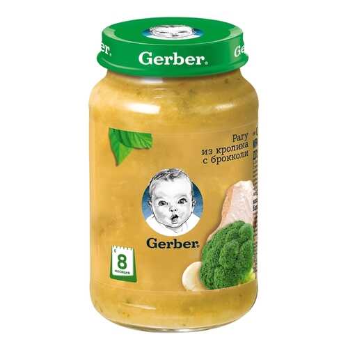 Пюре мясное Gerber Рагу из кролика с брокколи с 8 мес. 190 г в Детки